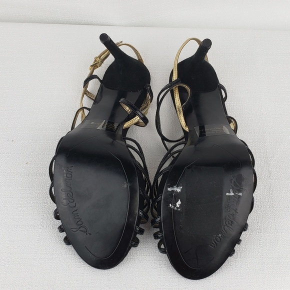 Sam Edelman Harlette Heels Black & Gold size 8 - Picture 4 of 4